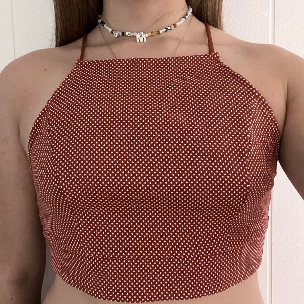 Urban Outfitters Polka Dot Cropped Halter Top Size Medium
